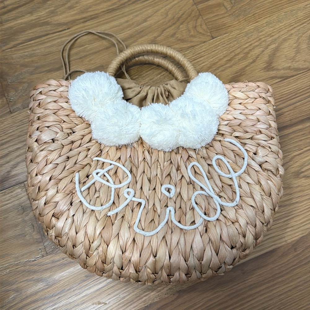 Bride straw bag! Drawstring inside!